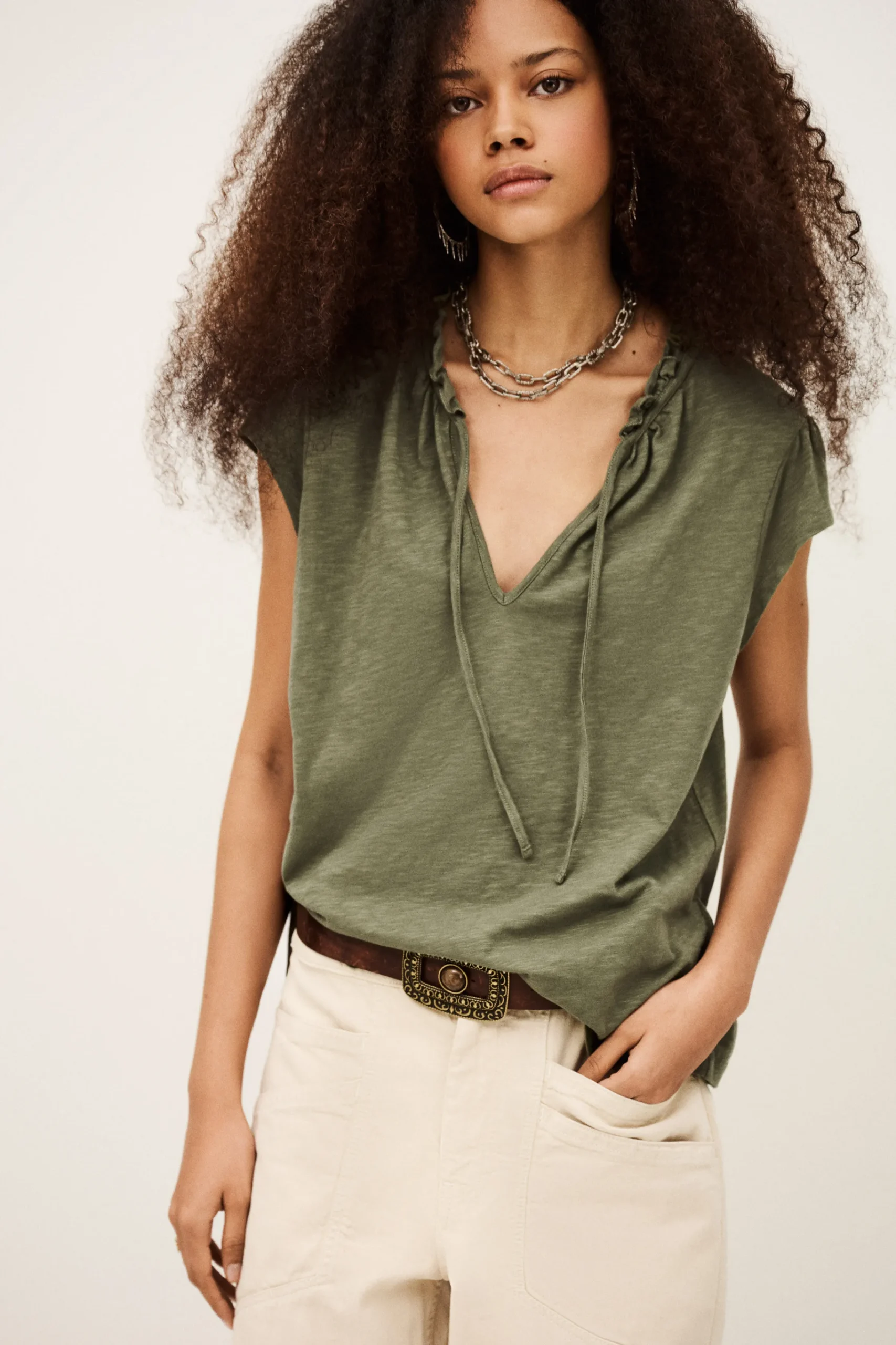 Ba&Sh VERY top manches volantées VERT New