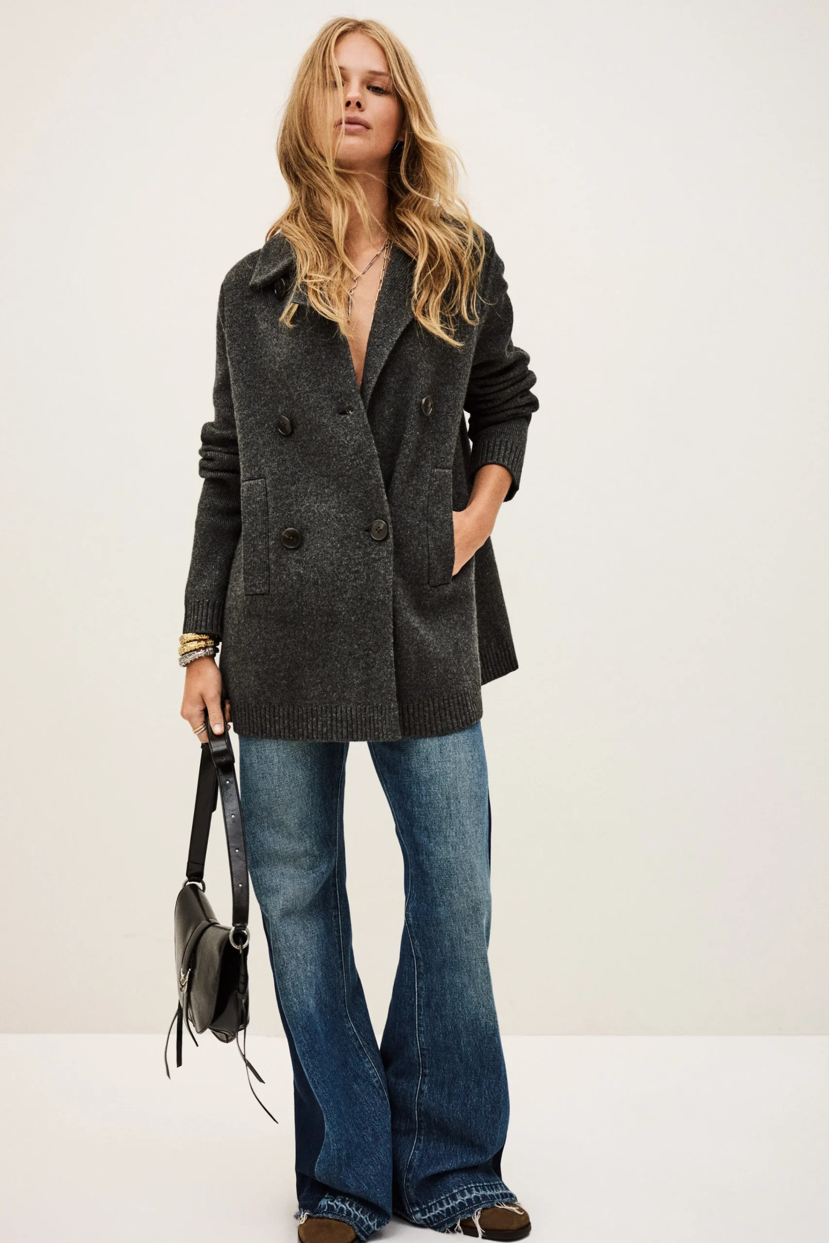 Ba&Sh VESTA gilet manteau maille GRIS