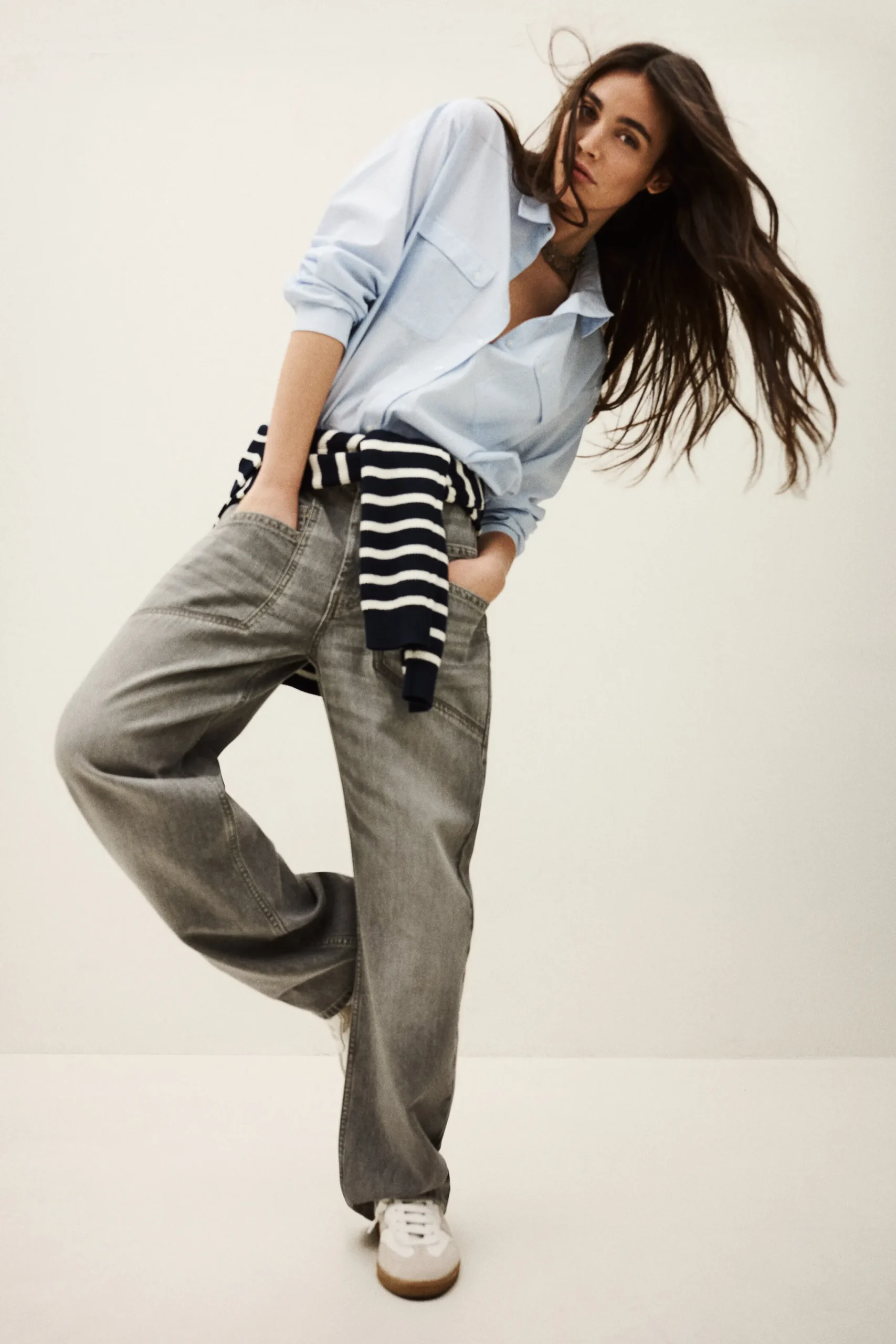Ba&Sh YIMA pantalon large évasé GRIS Outlet