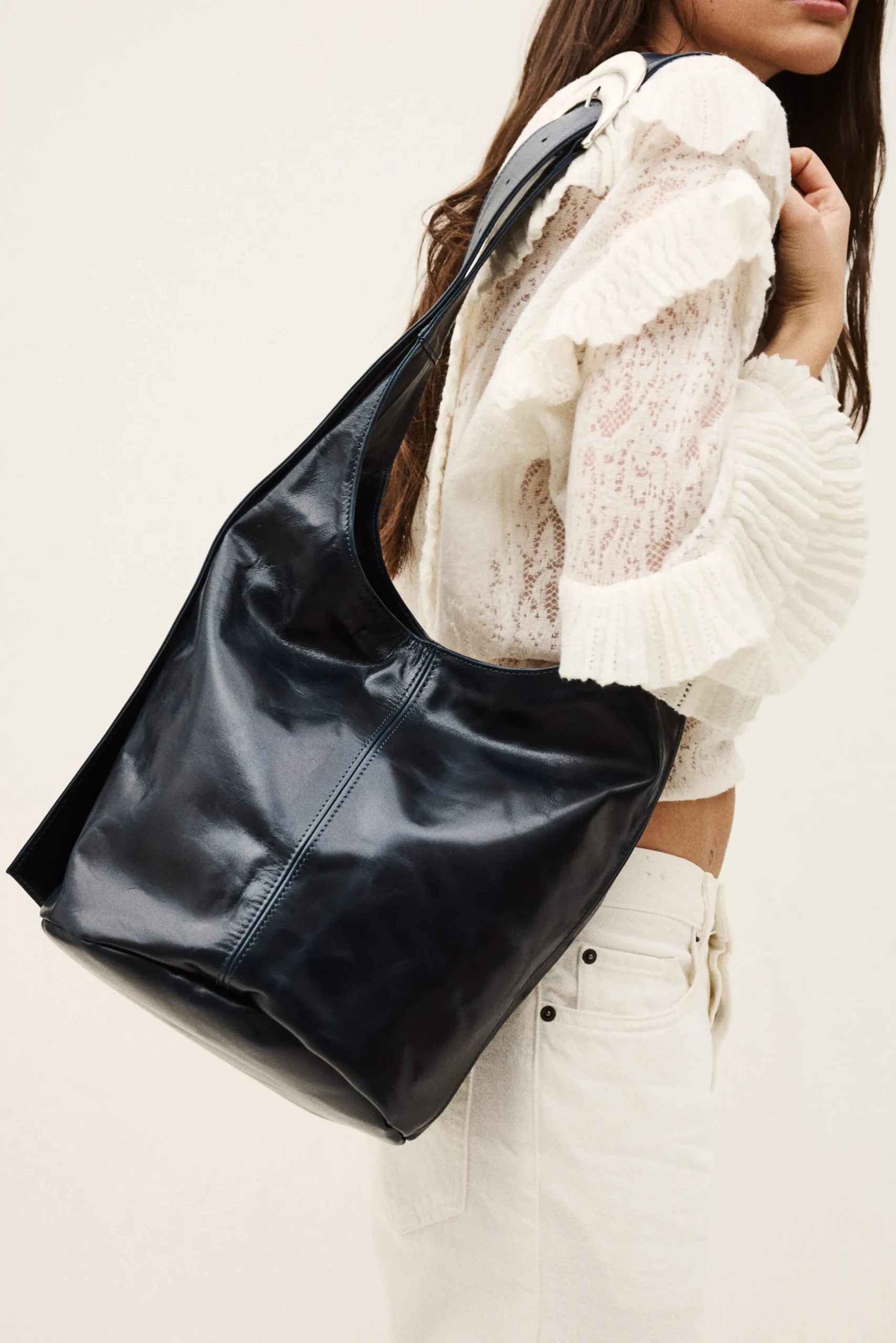Ba&Sh YOUYOU sac seau cuir BLEU